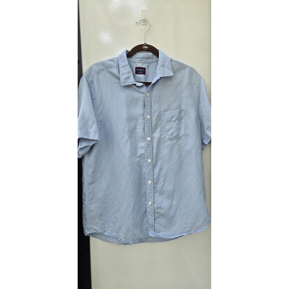 Untuckit Shirt Solid Short Sleeve Button Up Linen Blend - Picture 3 of 6